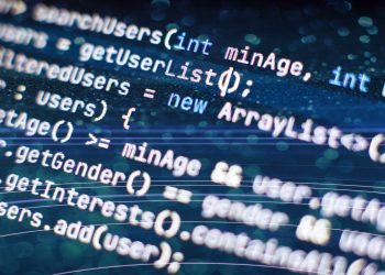 Abstract computer script code. New technology revolution.Technology background.